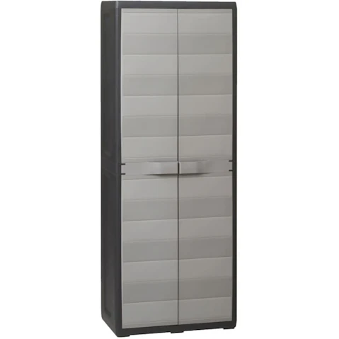 vidaXL Garden Storage Cabinet with 3 Shelves - Black/Grey