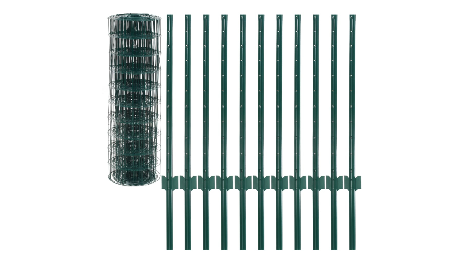 vidaXL 20 x 0.8metre Steel Euro Fence - Green
