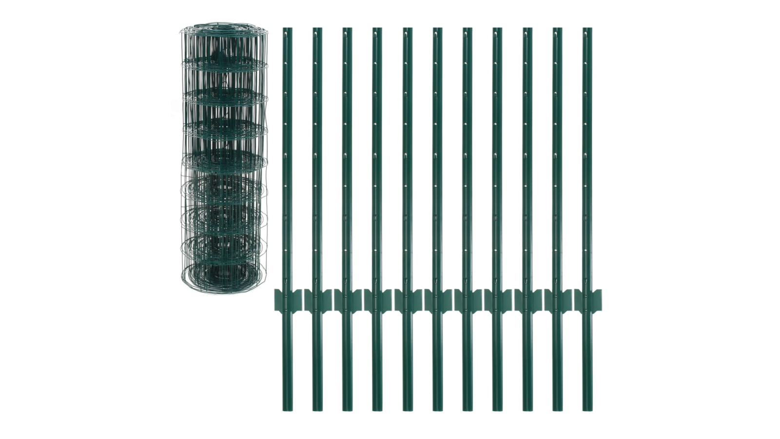 vidaXL PVC-coated Steel 20 x 0.8metre Euro Fence - Green