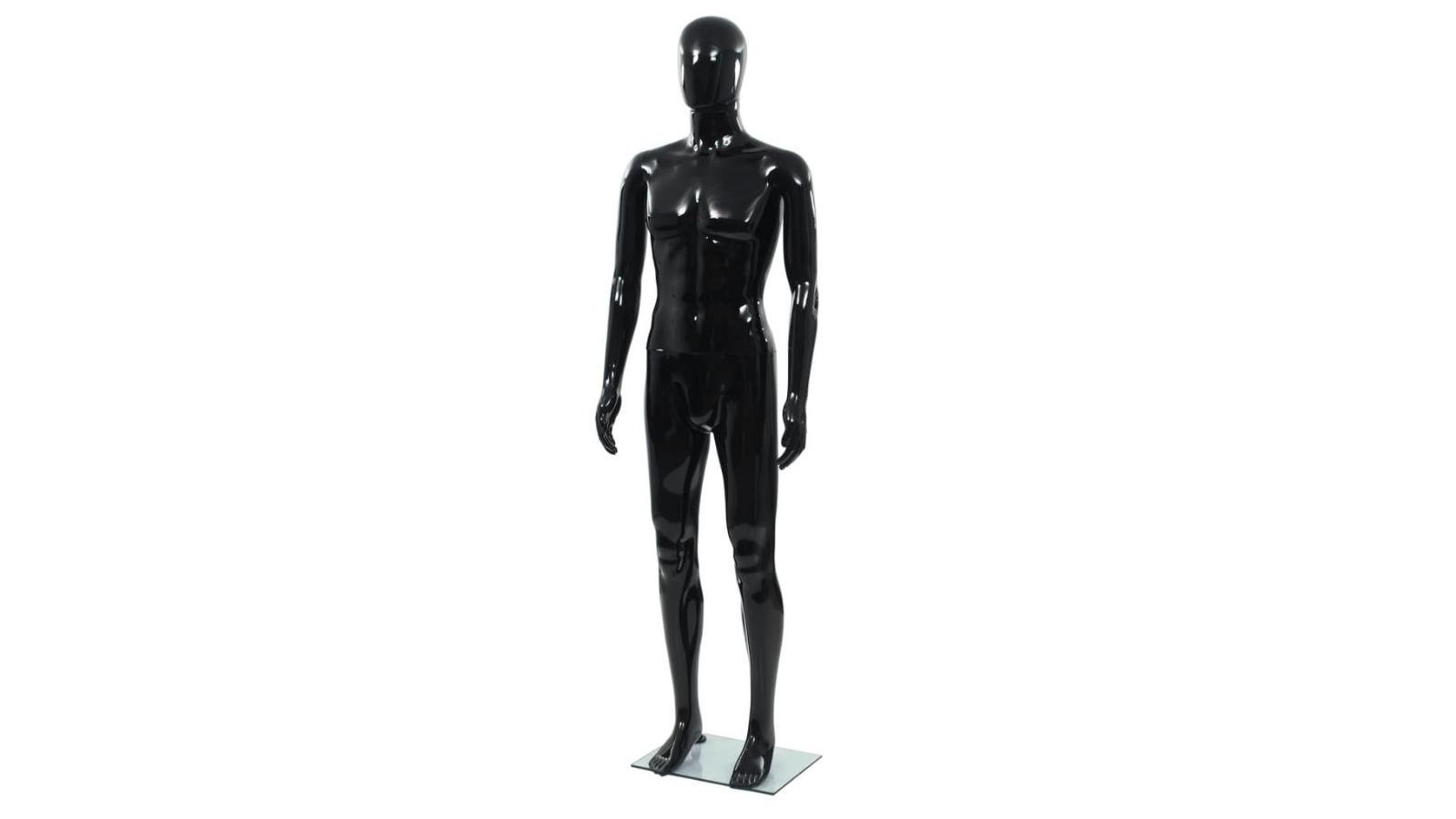 vidaXL 185cm Full Body Male Mannequin with Glass Base - Glossy Black