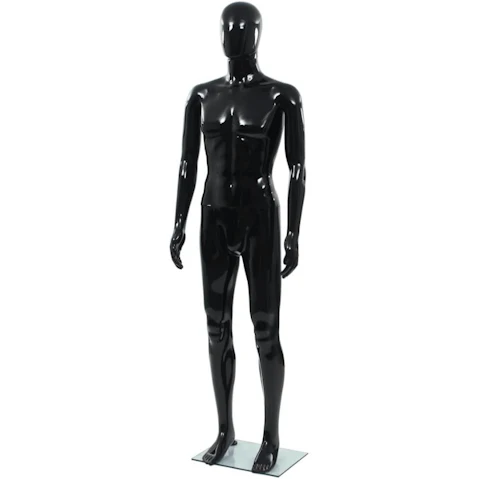 vidaXL 185cm Full Body Male Mannequin with Glass Base - Glossy Black