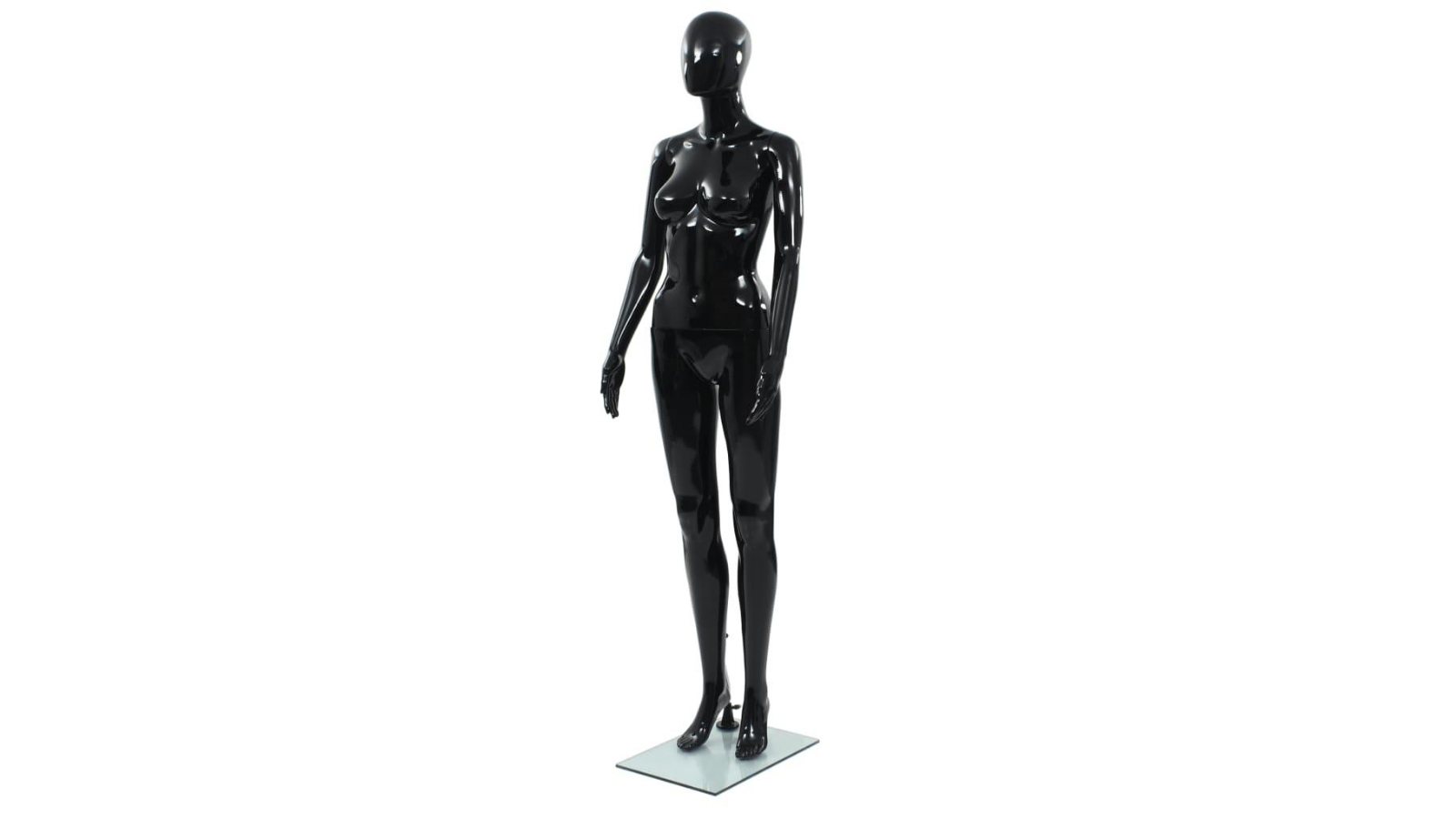 vidaXL 175cm Full Body Female Mannequin with Glass Base - Glossy Black