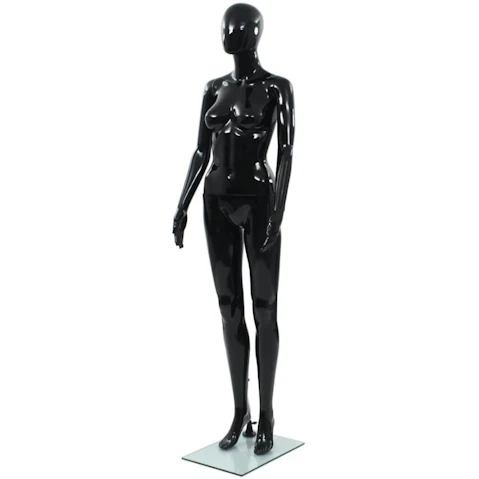 vidaXL 175cm Full Body Female Mannequin with Glass Base - Glossy Black