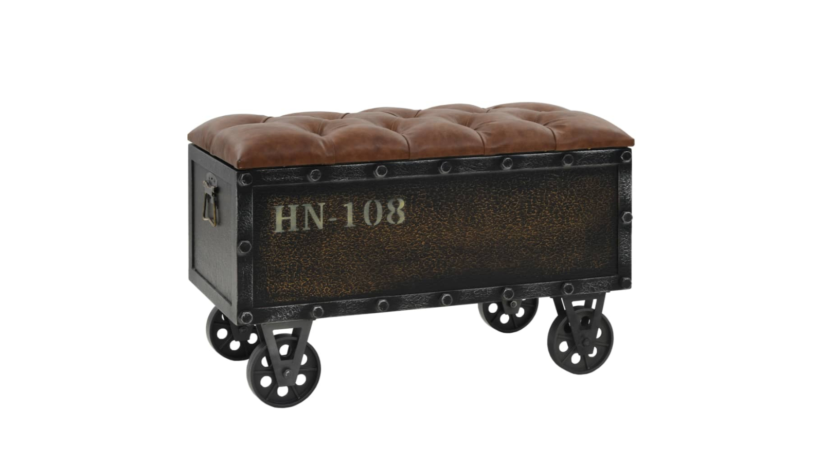 vidaXL Solid Wood and Artificial Leather 4-Wheel Storage Bench - 80.5 x 41 x 50cm