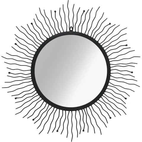 vidaXL Black Sunburst 80cm Wall Mirror