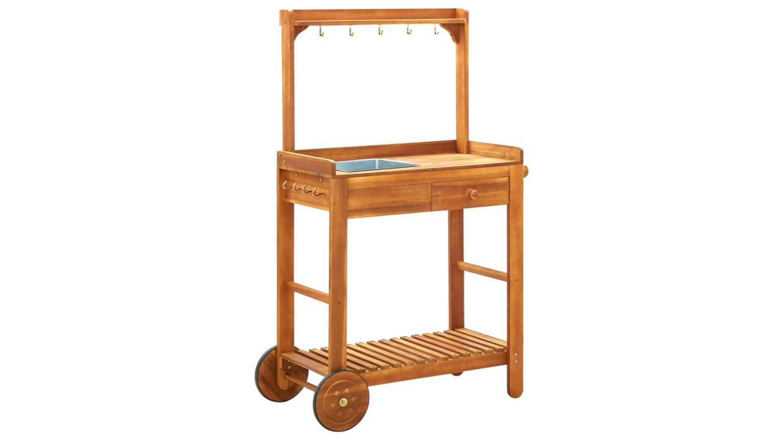 vidaXL Solid Wood Acacia Garden 92 x 43.5 x 141.5cm Kitchen Trolley 