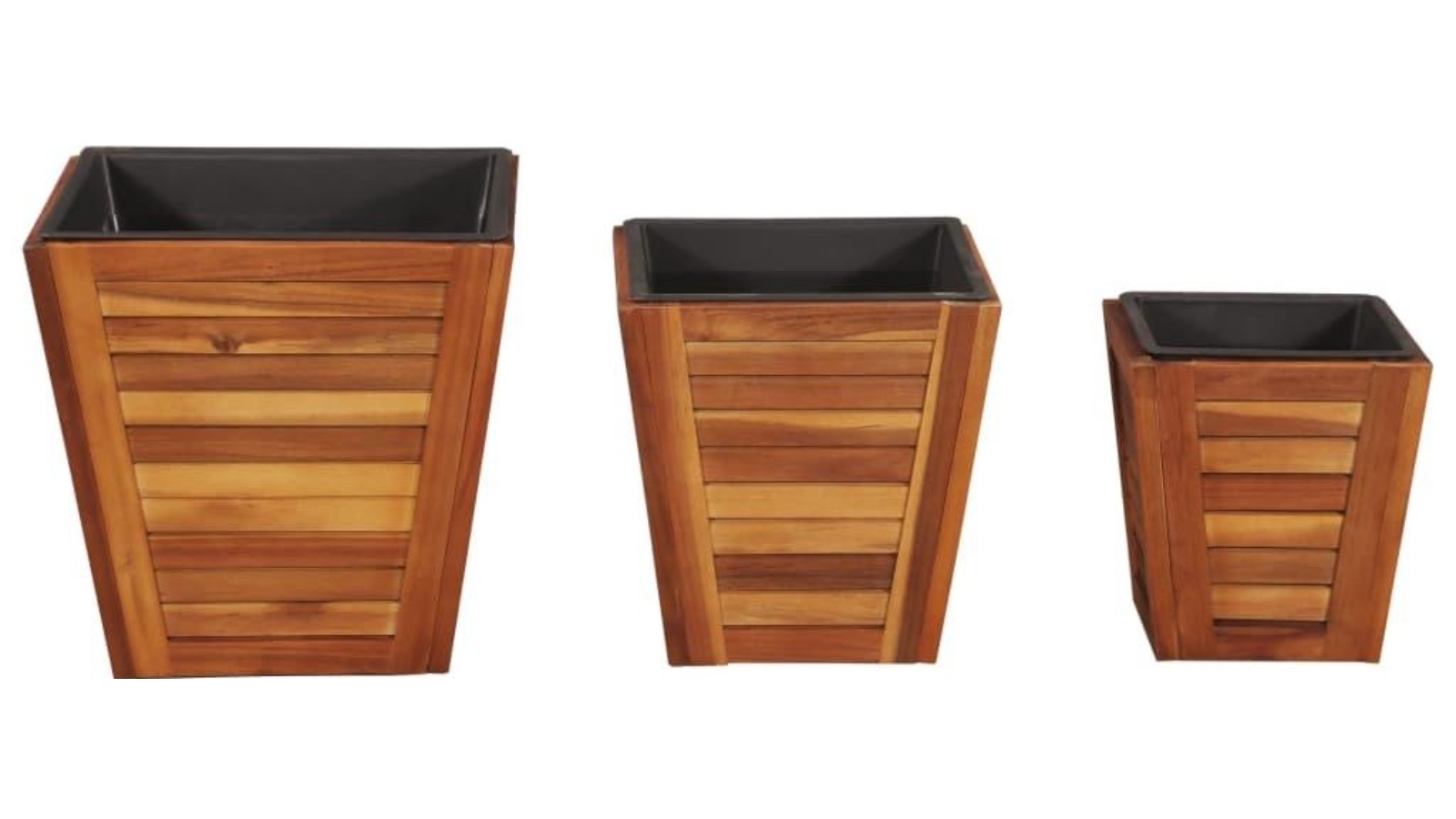 vidaXL 3 Piece Square Solid Acacia Wood Garden Raised Bed Set