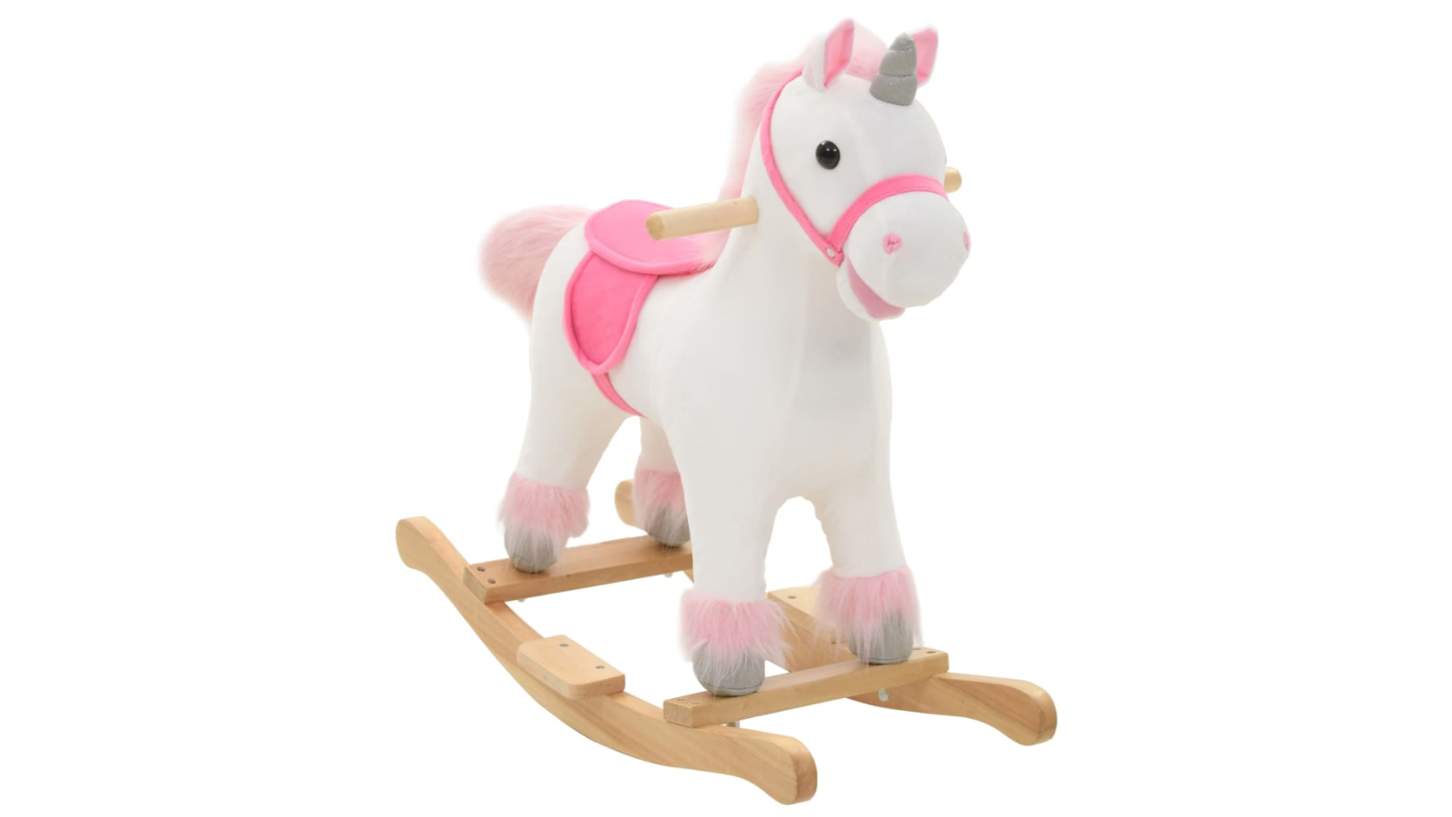 vidaXL White/Pink 65 x 32 x 58cm Rocking Animal Unicorn Plush