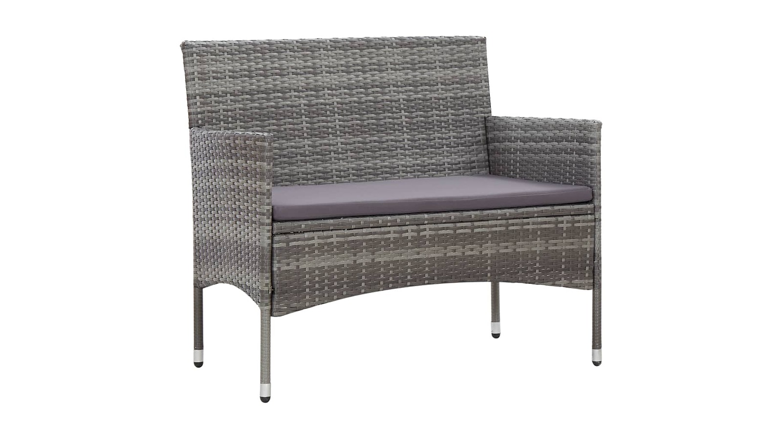 vidaXL Grey Poly Rattan 105cm Garden Bench