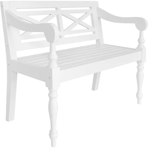 vidaXL White Solid Mahogany Wood 98cm Batavia Bench