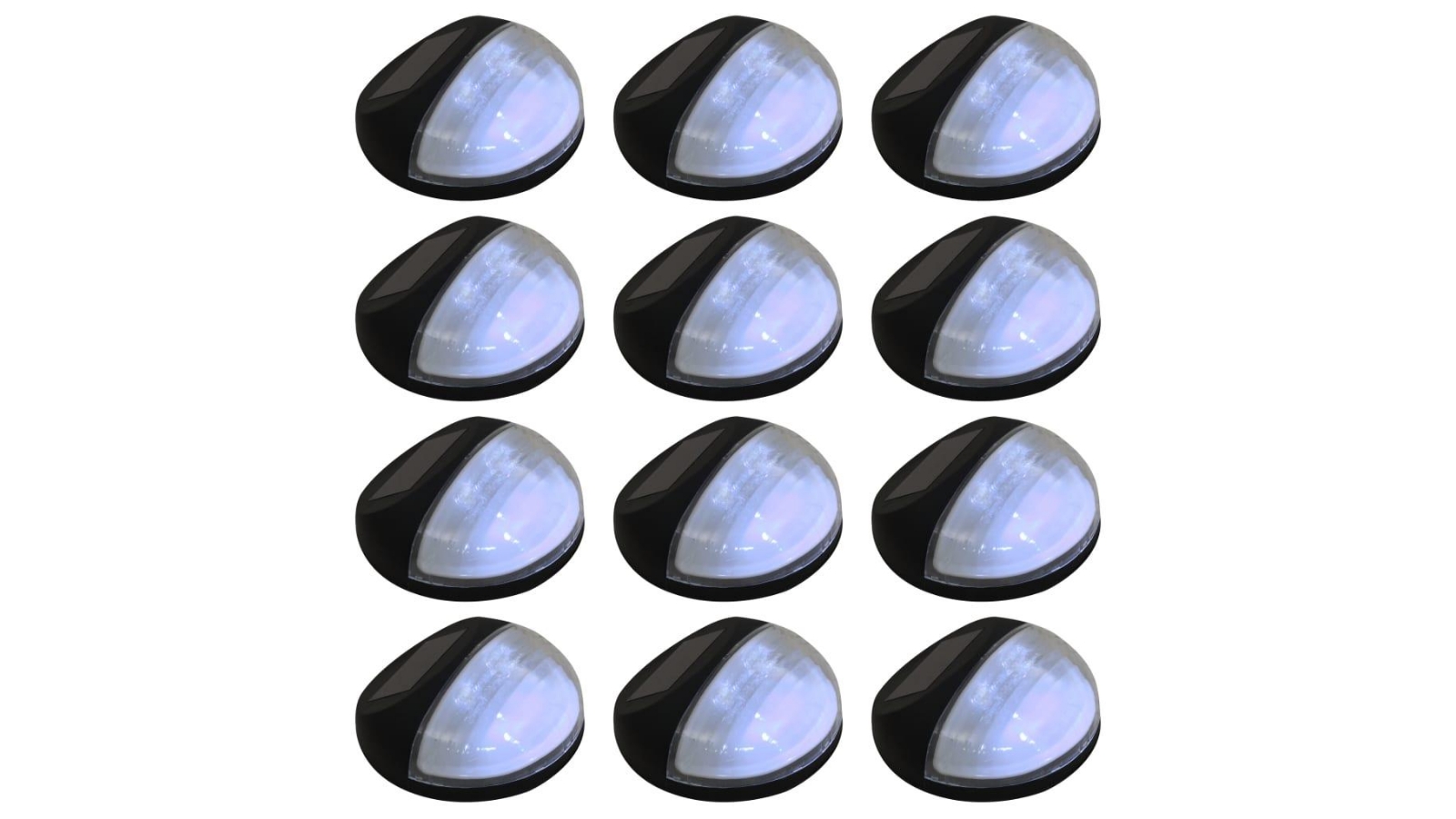 vidaXL 12 Piece Round LED Outdoor Solar Wall Lamps - Black