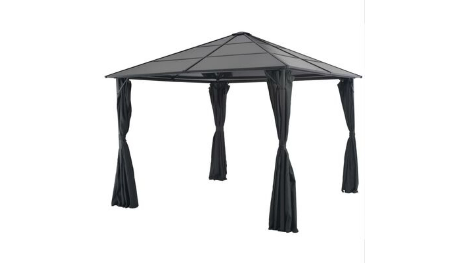 vidaXL Aluminium Black Gazebo with Curtain - 3 x 3 m