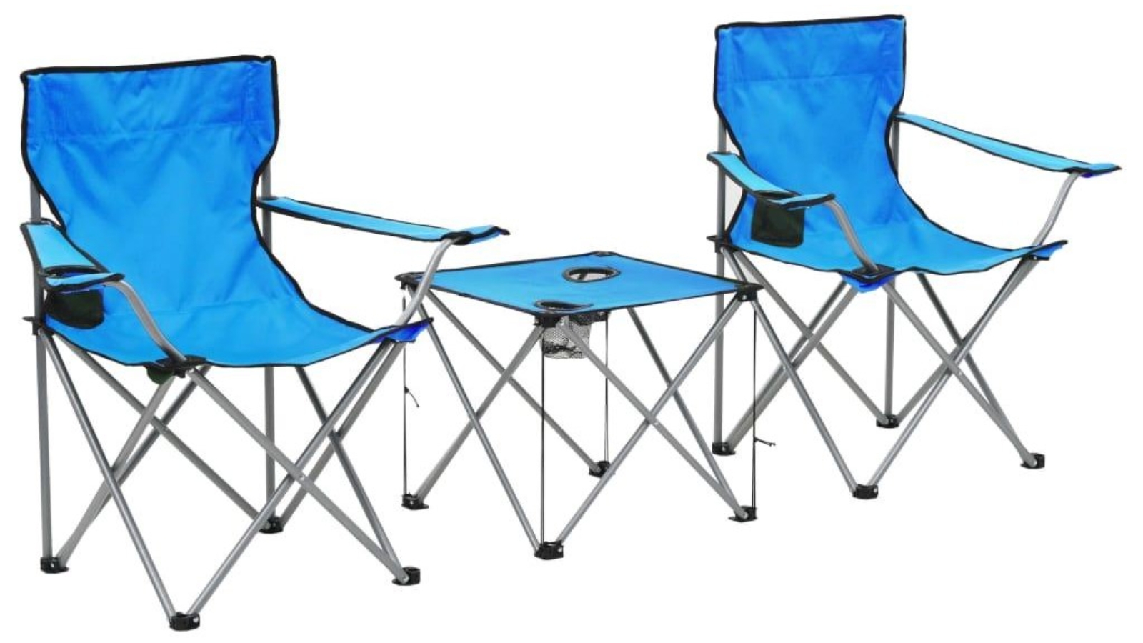 vidaXL 3 Piece Camping Table and Chair Set - Blue