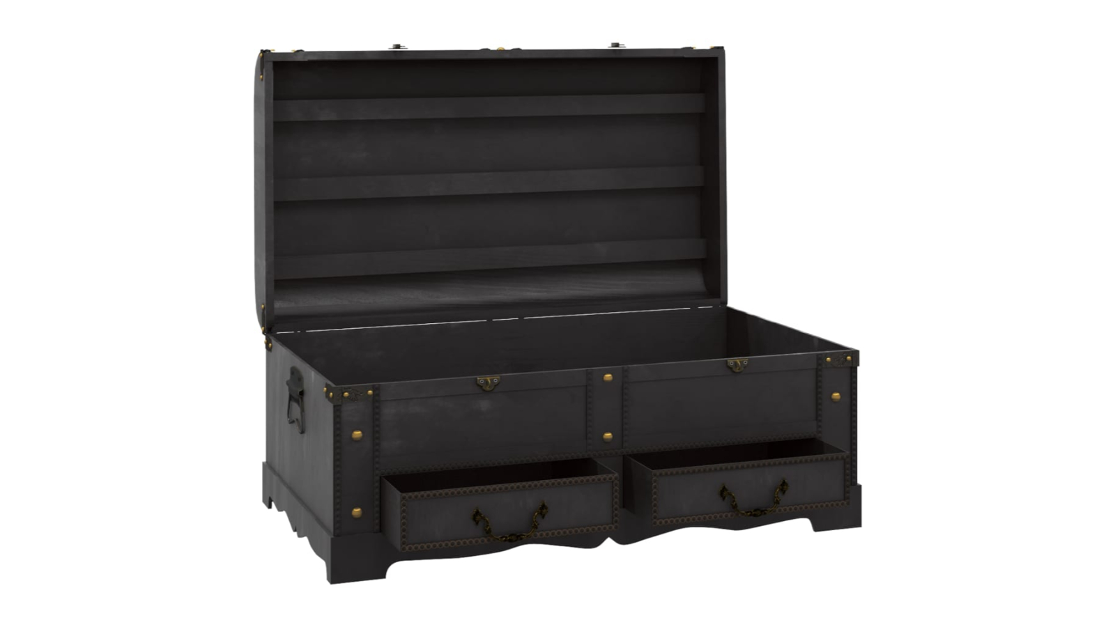 vidaXL Black Treasure Wood Chest - 90 x 51 x 42cm