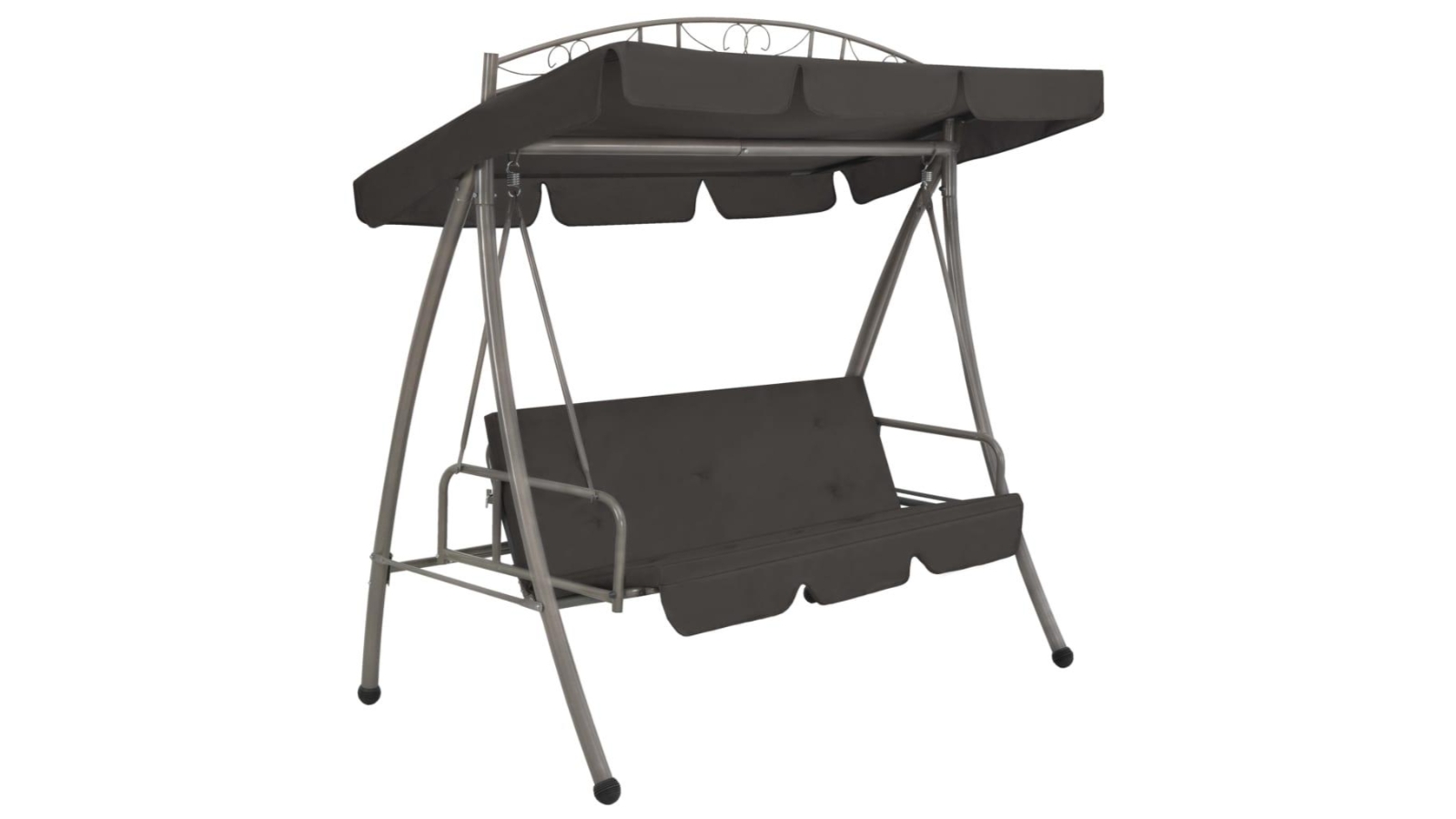 vidaXL Anthracite Outdoor Convertible Steel Swing Bench with Canopy - 198 x 120 x 205cm