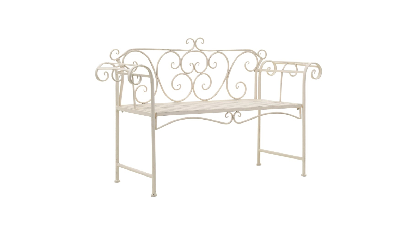 vidaXL Antique White Metal 132cm Garden Bench