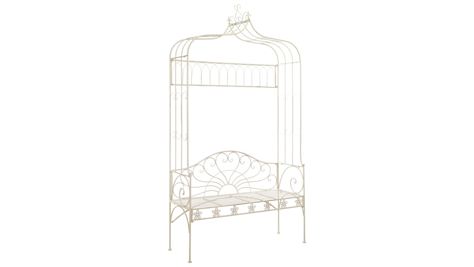 vidaXL Antique White Iron 122cm Garden Bench