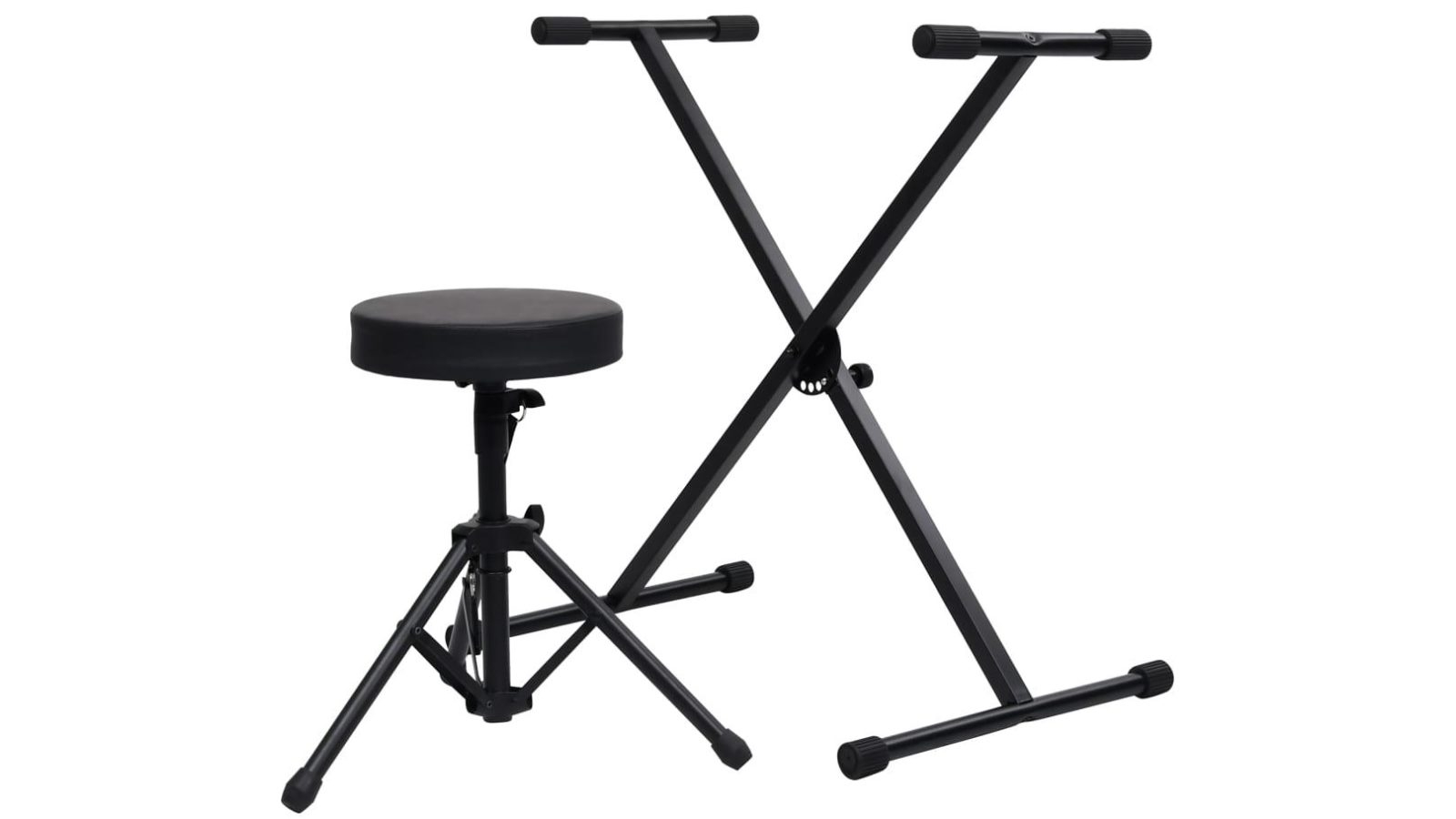 vidaXL Keyboard Stand and Stool Set Black Harvey Norman