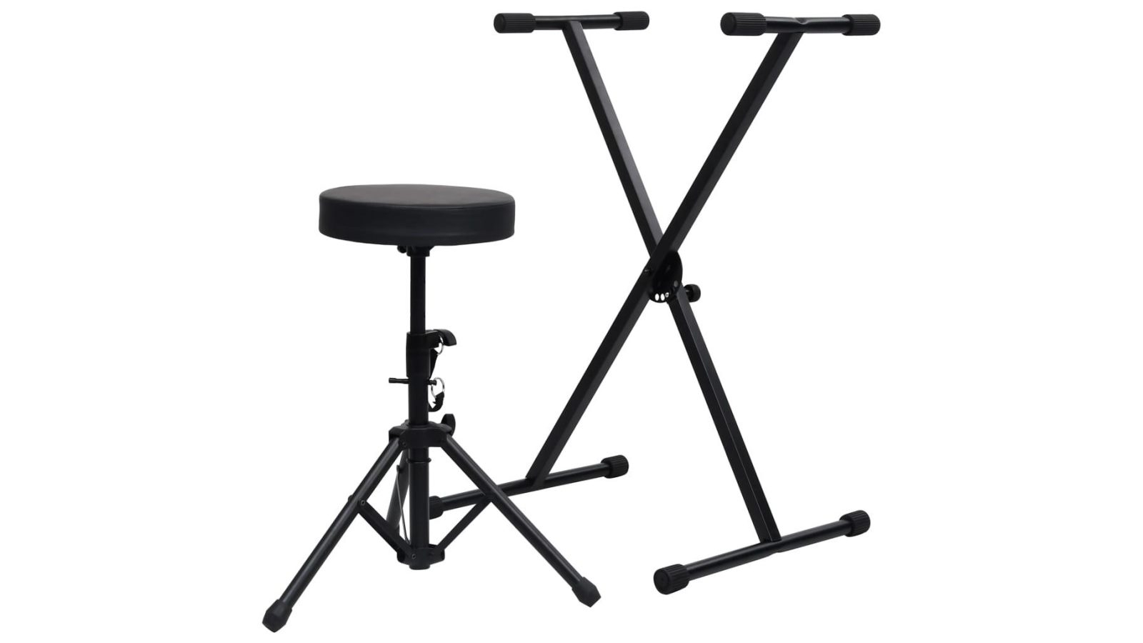 vidaXL Keyboard Stand and Stool Set Black Harvey Norman