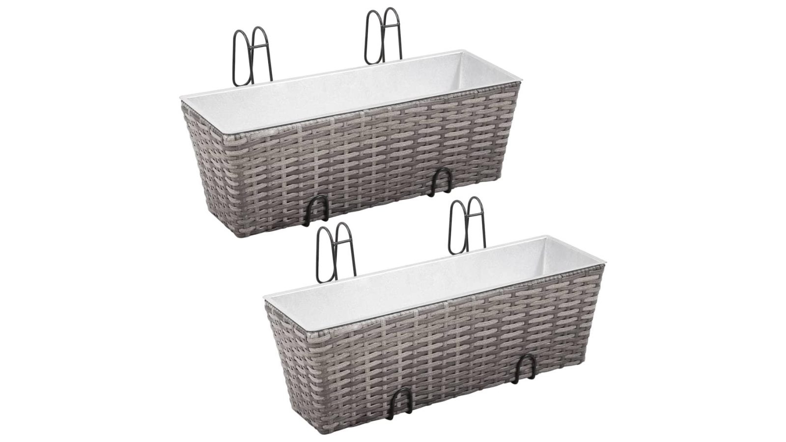 vidaXL 2-Piece Grey Balcony Raised Beds Poly Rattan - 50cm