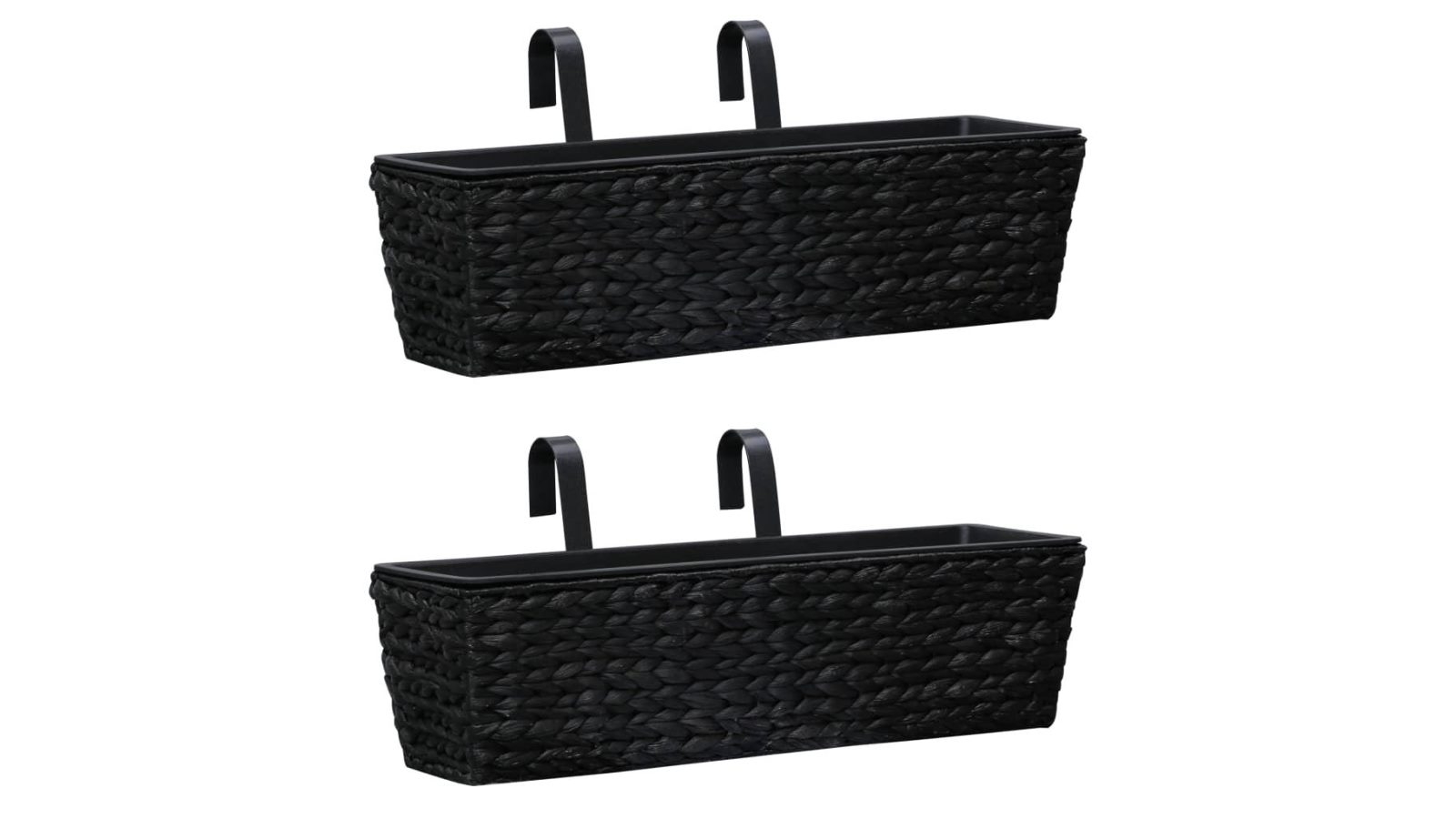 vidaXL 2 Piece Water Hyacinth Planters - Black