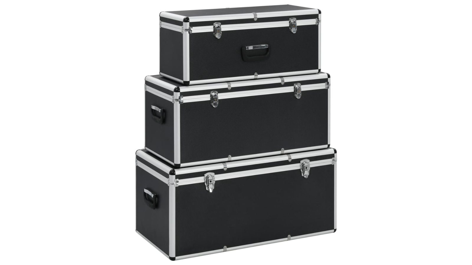 vidaXL 3 Piece Black Aluminium Storage Case