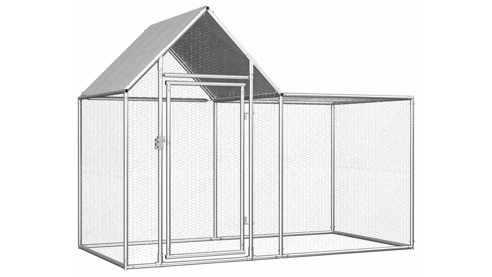 vidaXL 2x1x1.5m Galvanised Steel Chicken Coop 