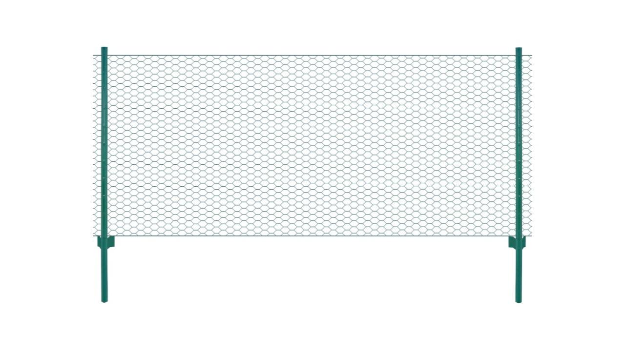 vidaXL Green Steel Wire Mesh Fence with Post - 2500 x 50cm