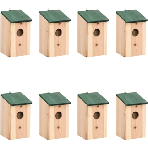 vidaXL Wood 8 Piece Bird Houses - Small