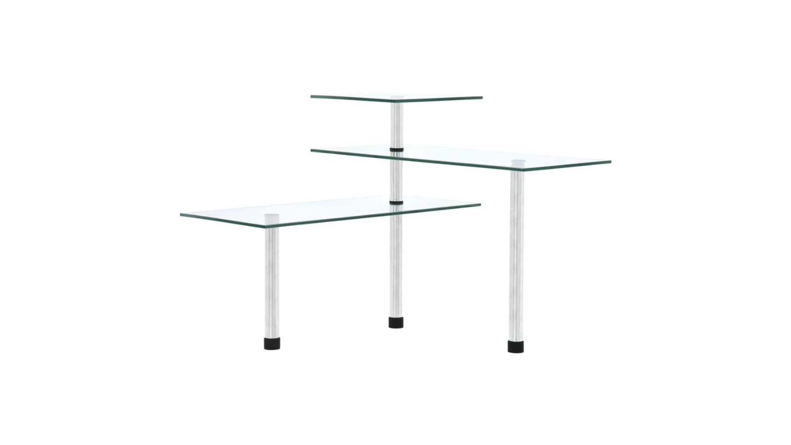 vidaXL 3-Tier Tempered Glass Corner Kitchen Shelf