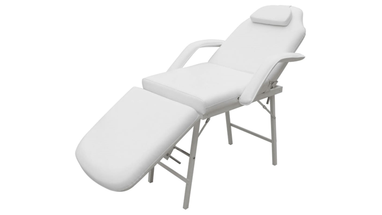 vidaXL 185 x 78 x 76cm Faux Leather Portable Facial Treatment Chair - White