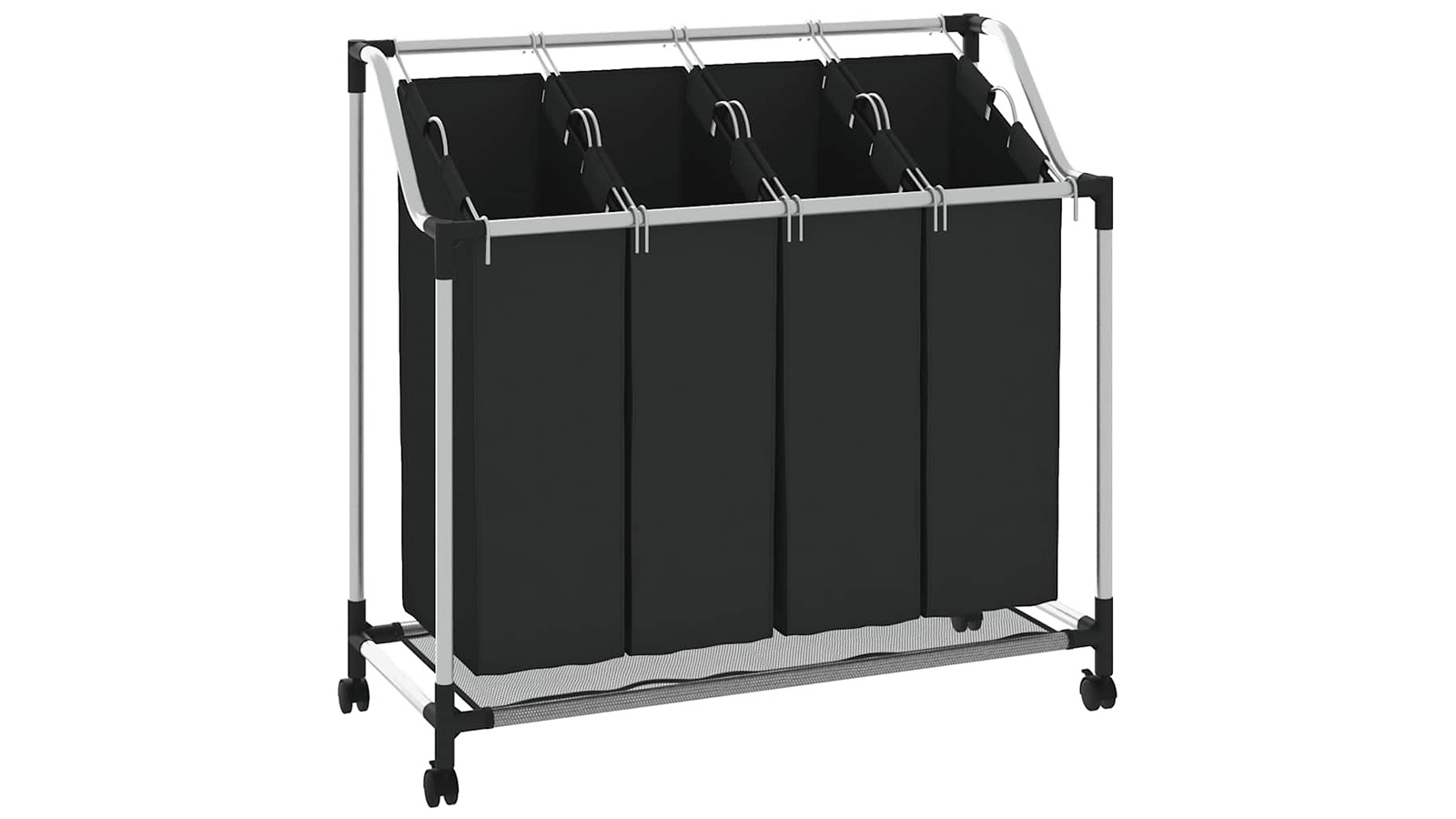 vidaXL Black/Grey Laundry Sorter with 4 Bag