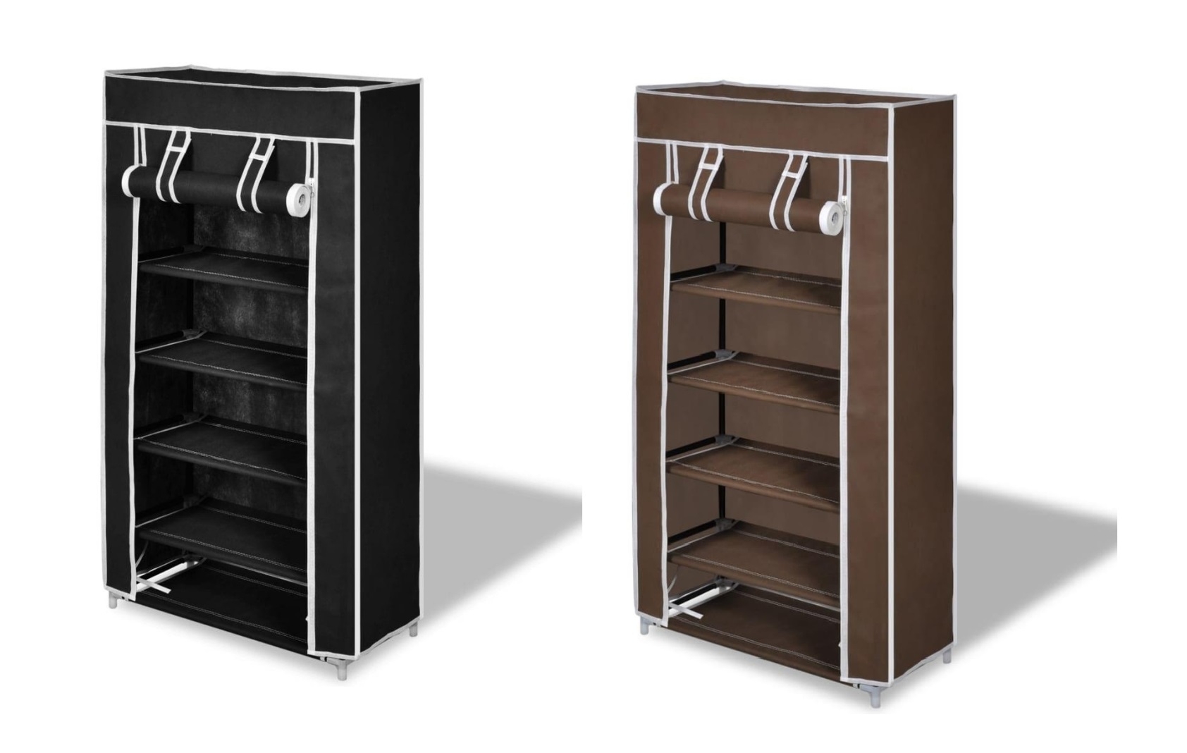 vidaXL Fabric Shoe Cabinet with Cover - 58 x 28 x 106cm