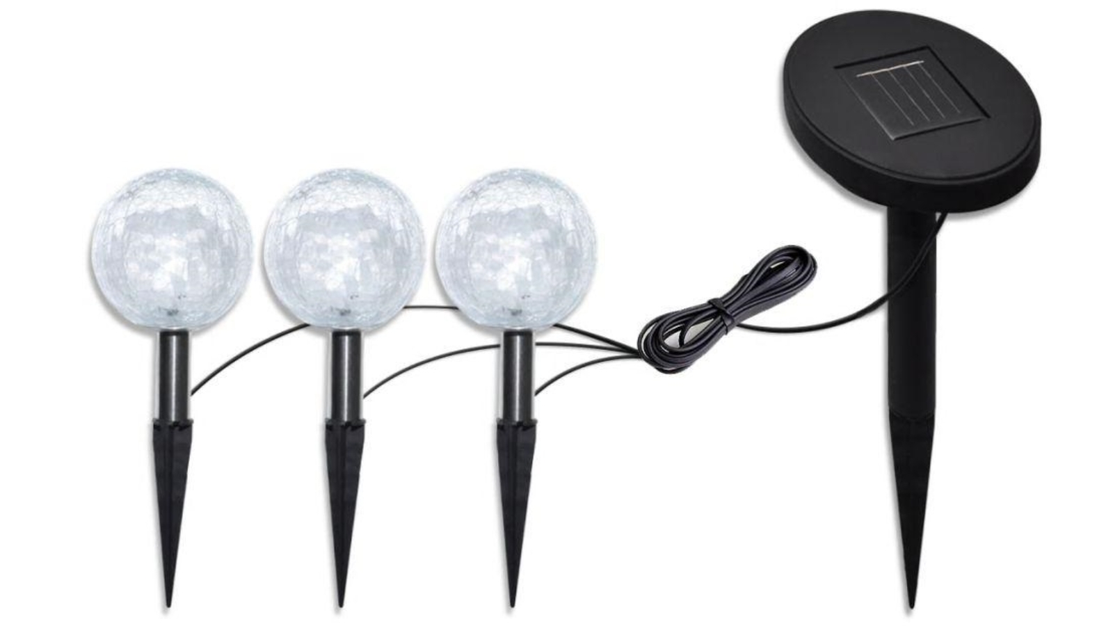vidaXL 3 Piece Solar Bowl LED Lights with Spike Anchors and Solar Panel