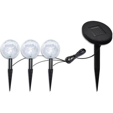 vidaXL 3 Piece Solar Bowl LED Lights with Spike Anchors and Solar Panel