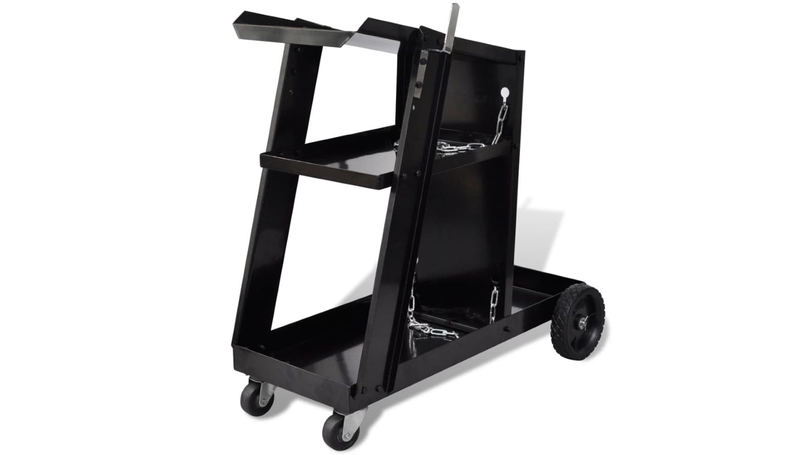 vidaXL Welding Cart Black Trolley with 3 Shelves Workshop Organiser