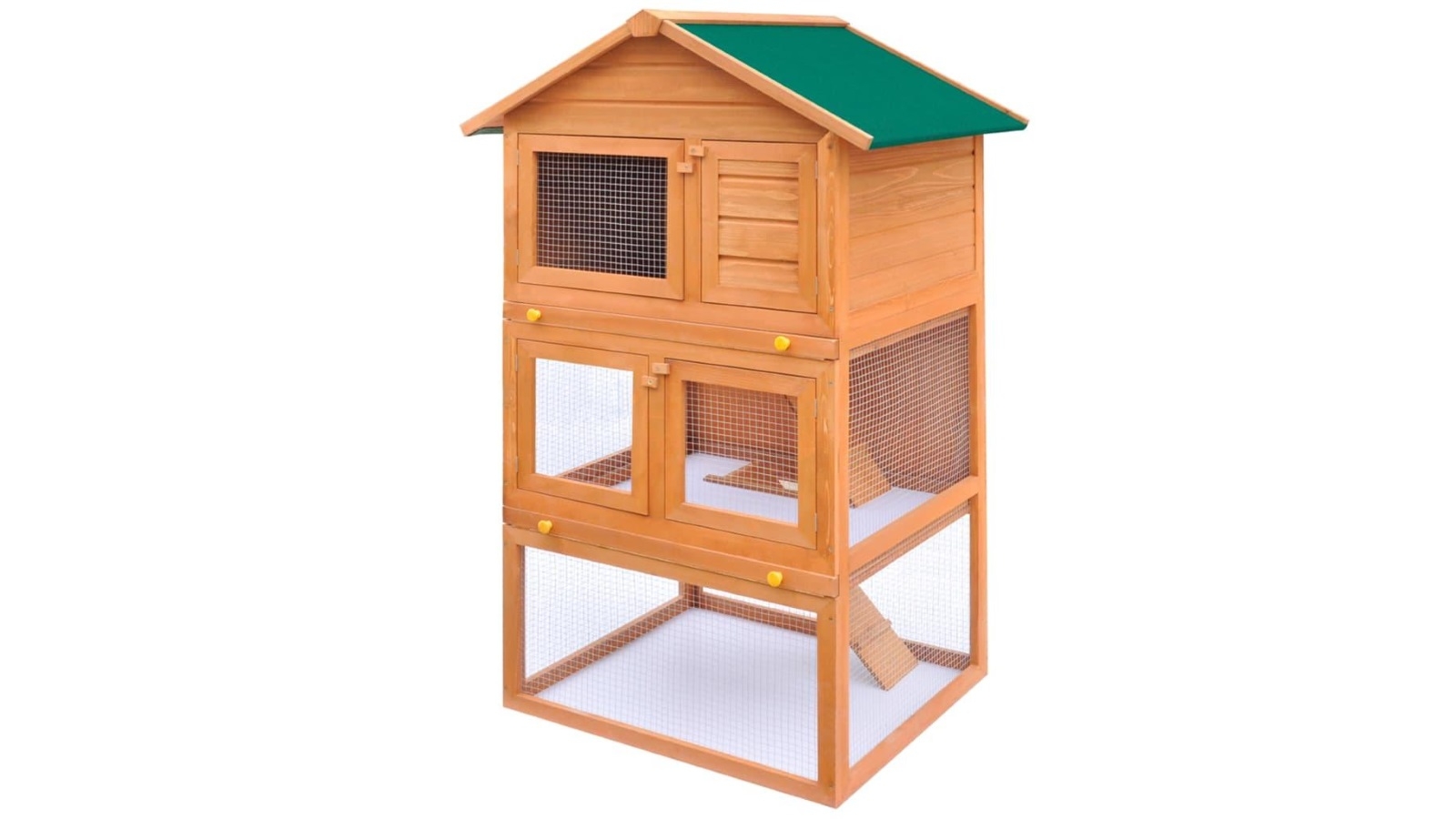 vidaXL 3 Layes Wood Outdoor Rabbit Hutch Small Animal House Pet Cage
