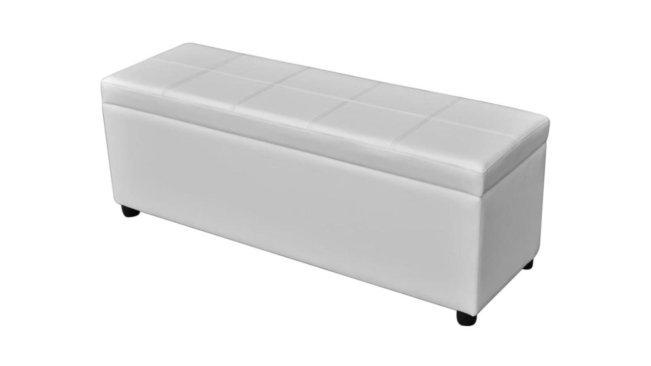 vidaXL White Long Wood Storage Bench