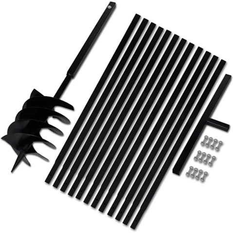 vidaXL 20cm Steel Ground Drill with Handle and Extension Tube - 13 Metre