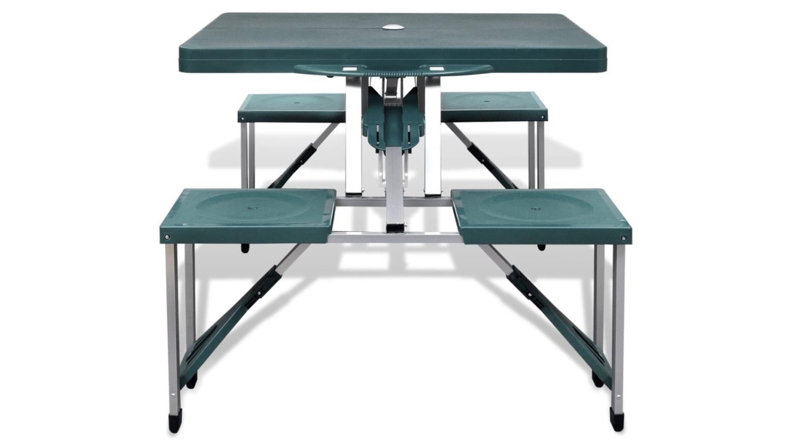 vidaXL Foldable Camping Table Set with 4 Stools Aluminium Extra - Light Green