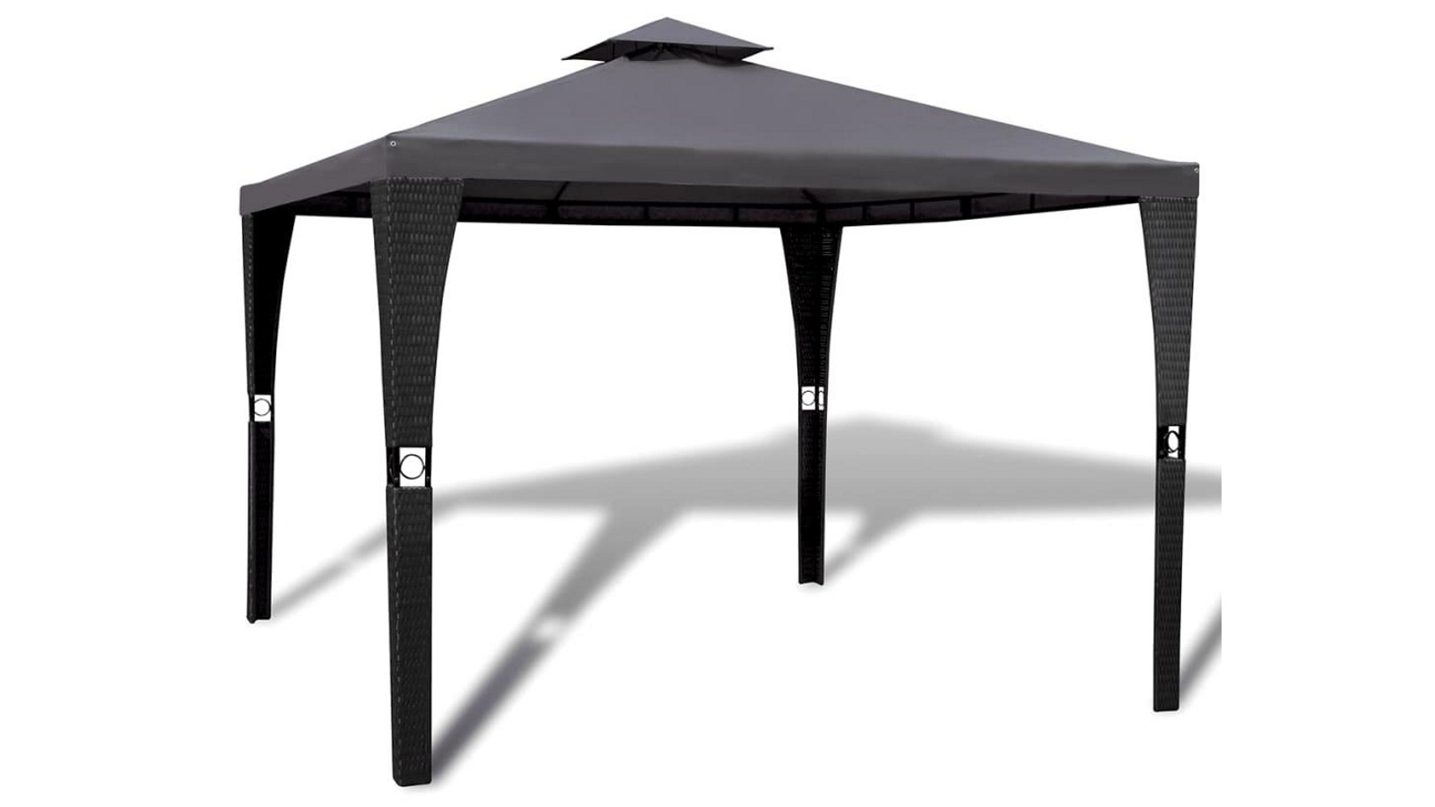 vidaXL 3x3m Poly Rattan Gazebo with Roof - Dark Grey