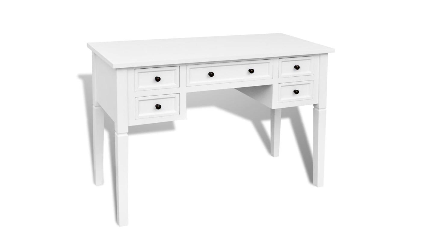 vidaXL White Writing Desk with 5-Drawer