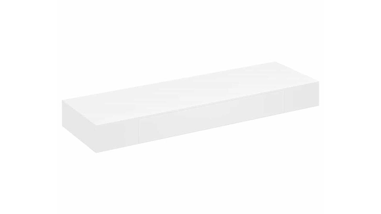 vidaXL White MDF Floating Wall Book/DVD Storage Display Shelf with 1 Drawer