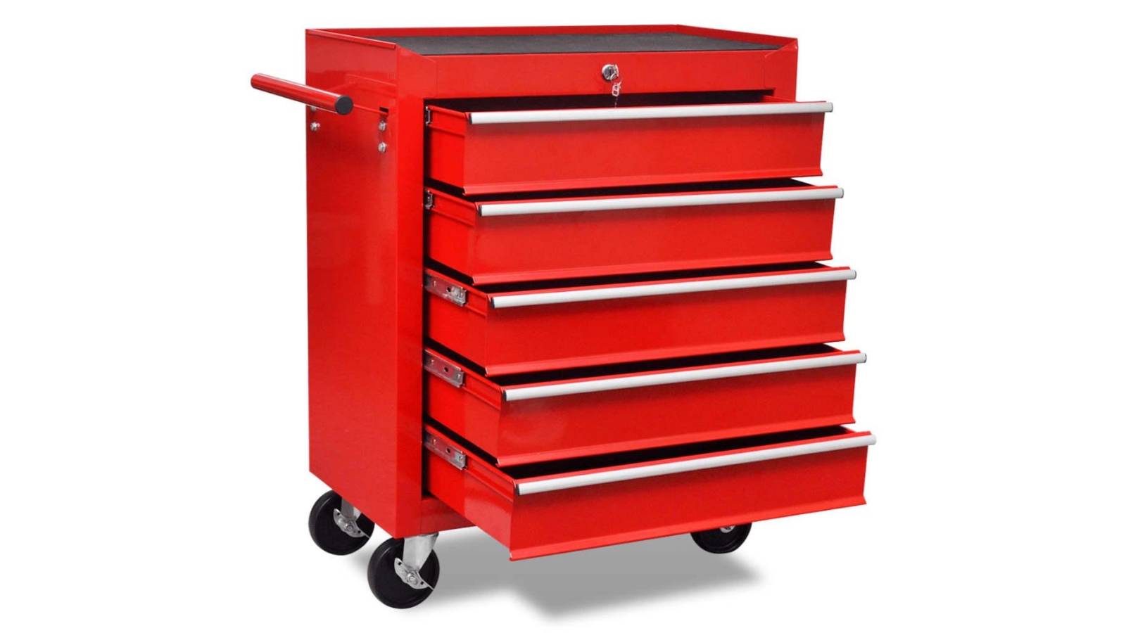 vidaXL 5 Drawers Workshop Tool Trolley - Red