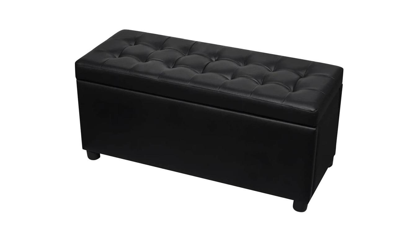 vidaXL Black Artificial Leather Ottoman Storage