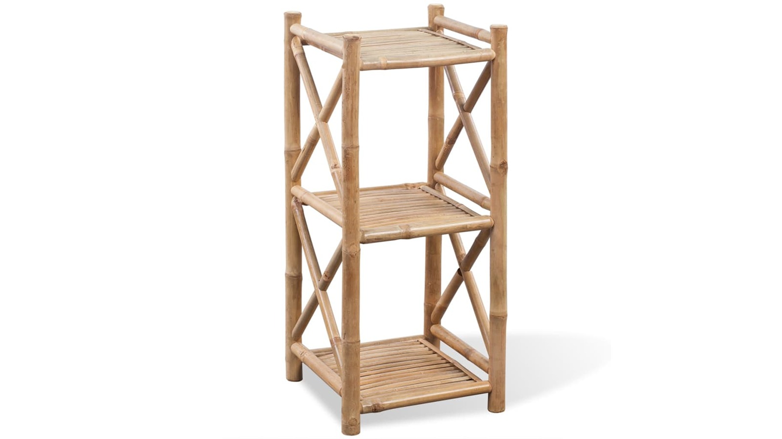 vidaXL 3-Tier Square Bamboo Shelf