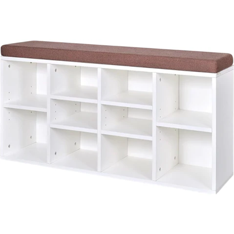 vidaXL White 10 Compartment Shoe Storage Bench