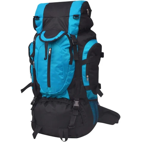 vidaXL Black and Blue 75L Hiking Backpack - XXL