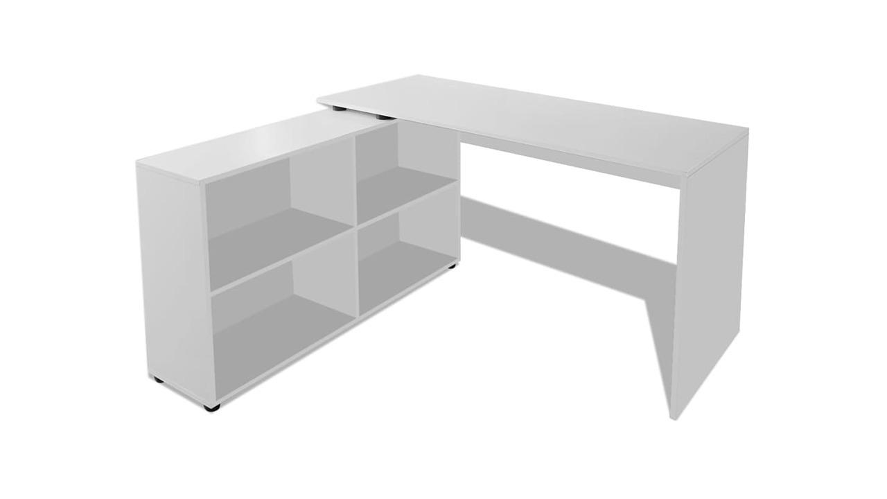 vidaXL 4-Shelve White Corner Desk