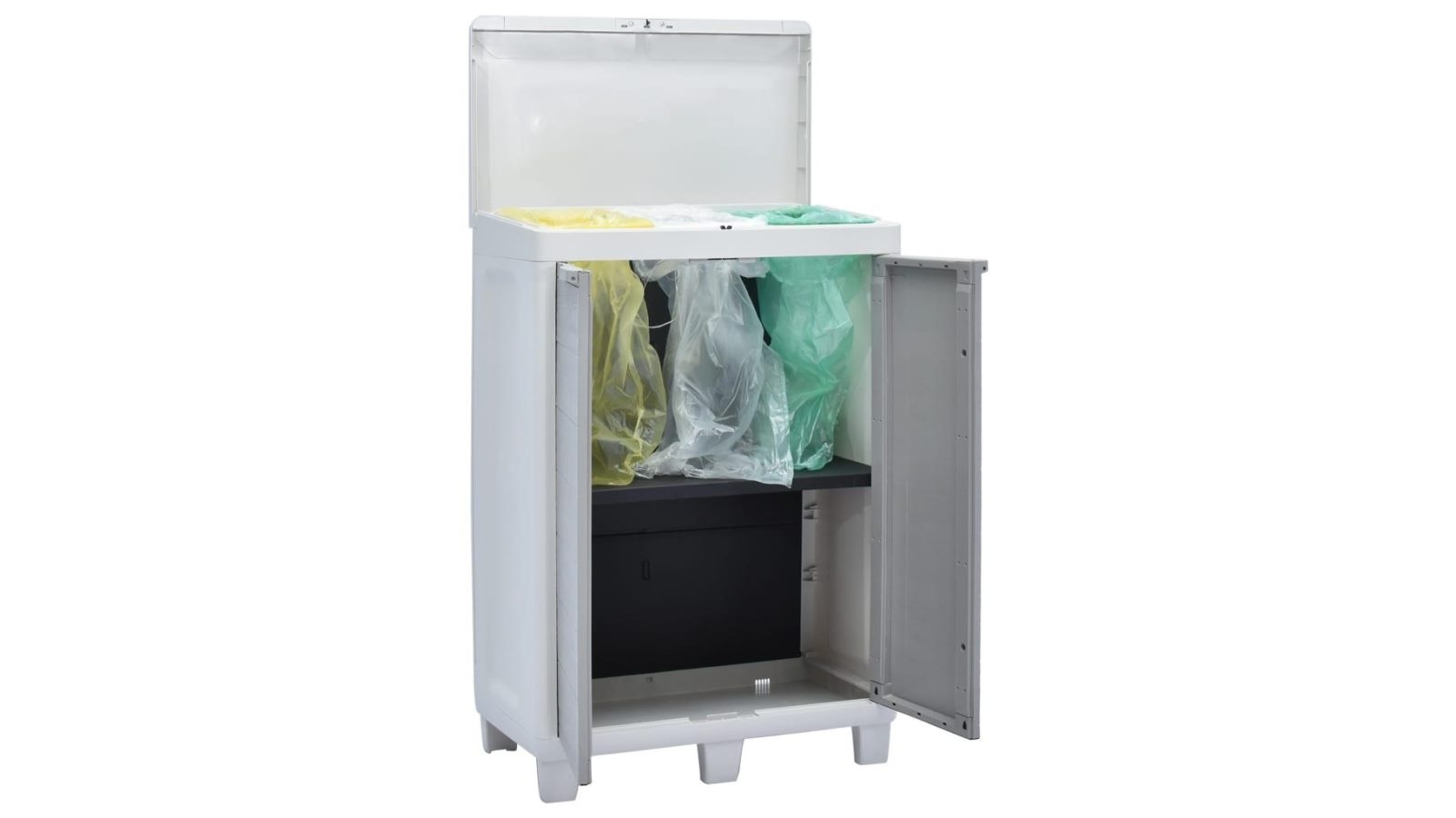 vidaXL Light Grey Garden Dustbin with 3 Bags - 65x38x102 cm